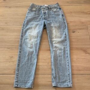 Princess Polly Crossover Waist Straight Leg Jeans Light Wash Blue Womens US 2